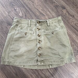 Olive Button-Front Skirt